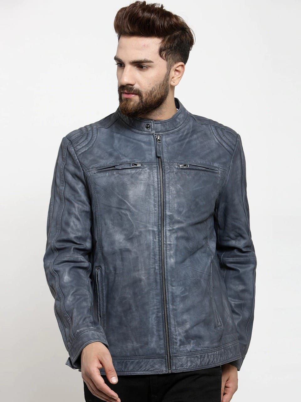49052 - Men branded pure leather jackets India